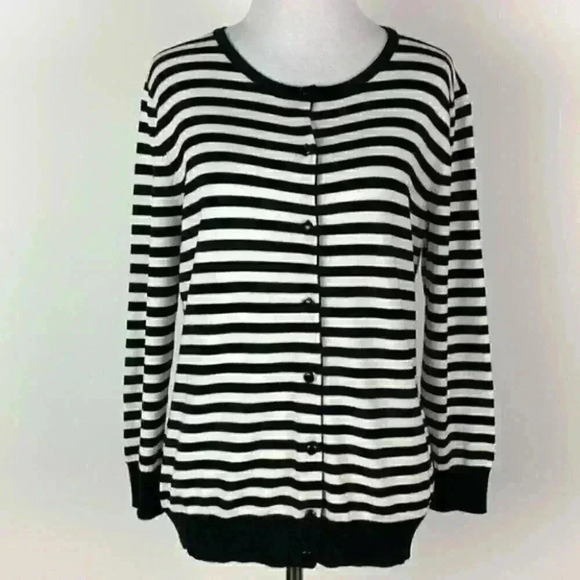 Cynthia Rowley sweater size M black white cardigan - Picture 2 of 8